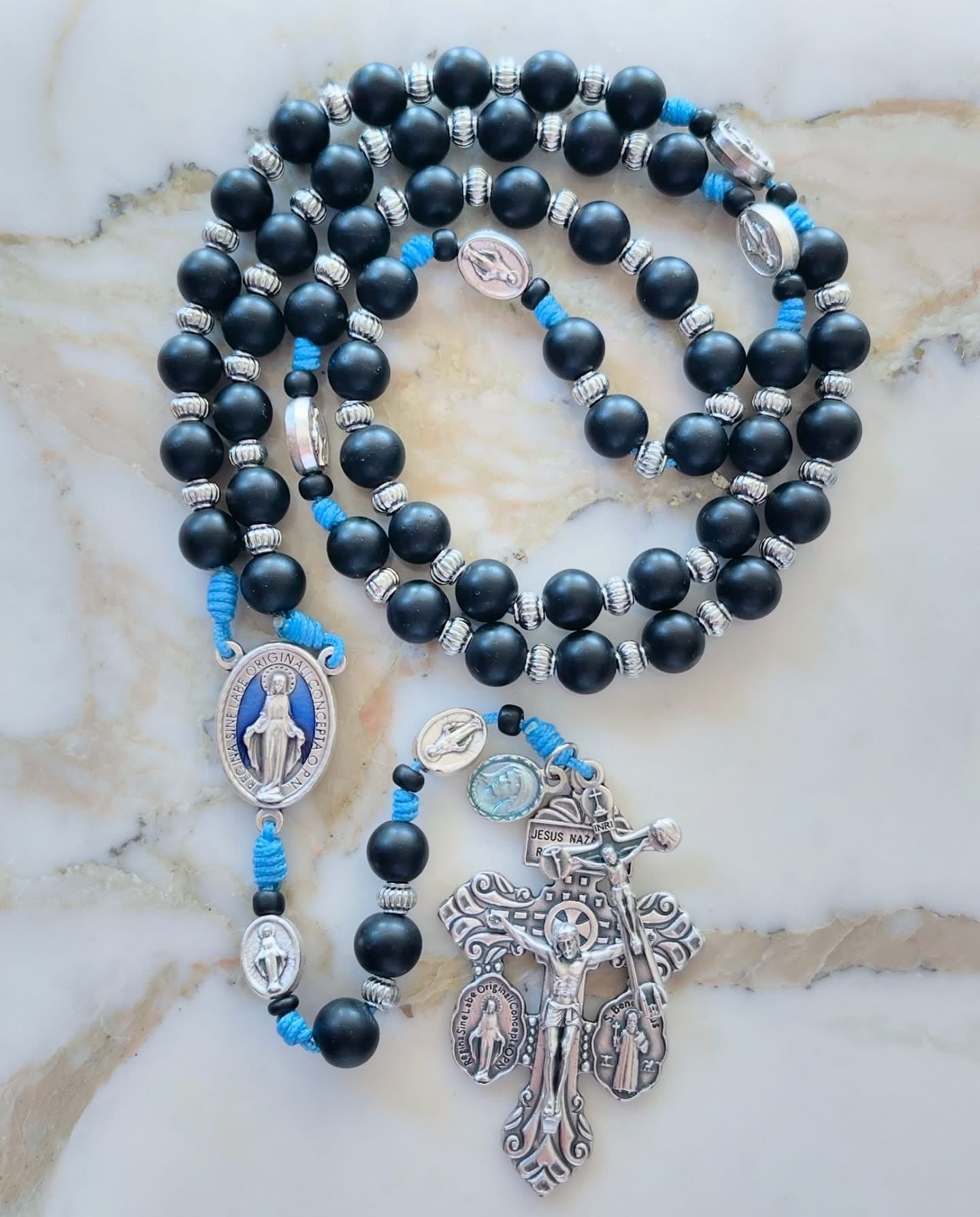 Black Semi Precious Stone Rosary