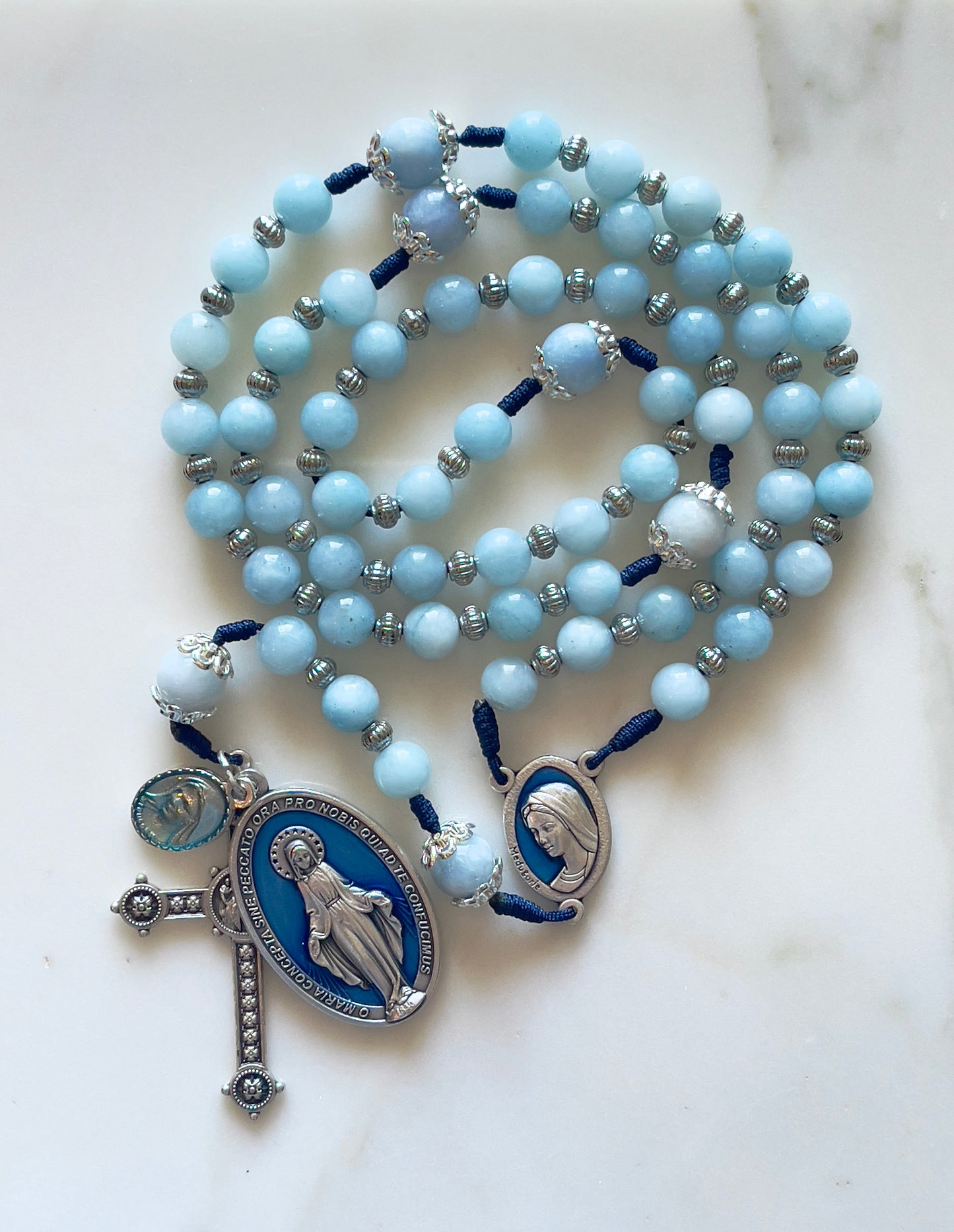 Aquamarine Semi Precious Stone Rosary