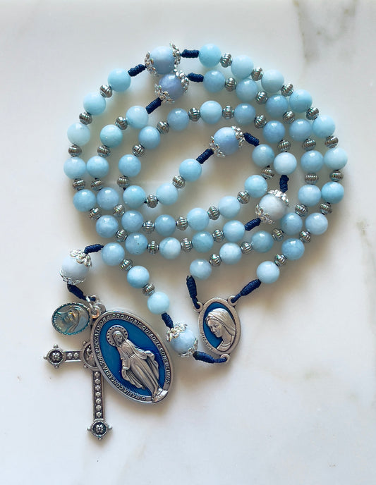 Aquamarine Semi Precious Stone Rosary